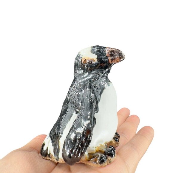 Studio Art Pottery Penguin Bird Figure Stoneware Figurine Hand Made Vintage - Picture 9 of 11